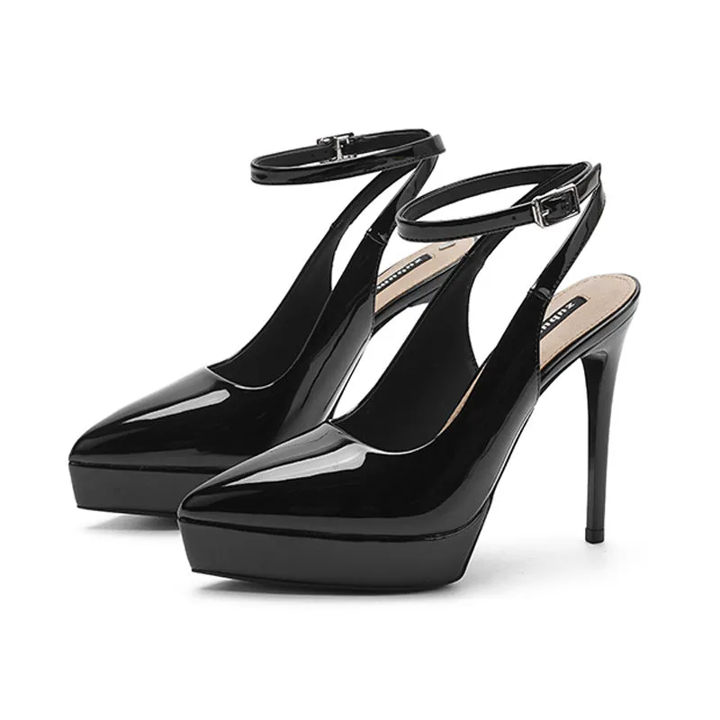 2025 1233-2 Sexy one-word bag head rear empty high-heeled sandals women's summer new pointed thin heel waterproof table high heels