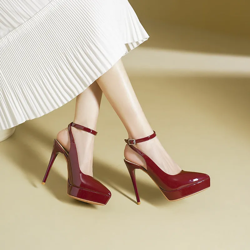 2025 1233-2 Sexy one-word bag head rear empty high-heeled sandals women's summer new pointed thin heel waterproof table high heels