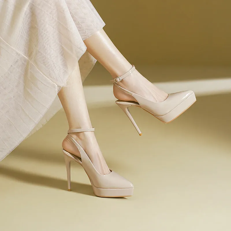 2025 1233-2 Sexy one-word bag head rear empty high-heeled sandals women's summer new pointed thin heel waterproof table high heels