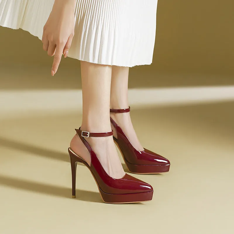 2025 1233-2 Sexy one-word bag head rear empty high-heeled sandals women's summer new pointed thin heel waterproof table high heels