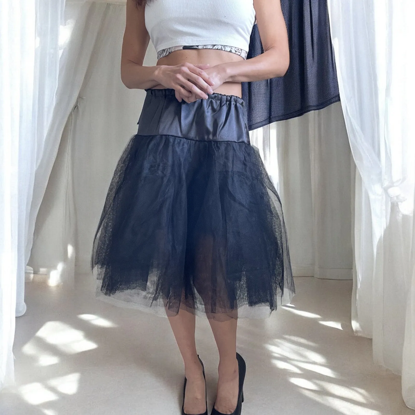 60's Square Dance Costume Black Petticoat Three layers underskirt