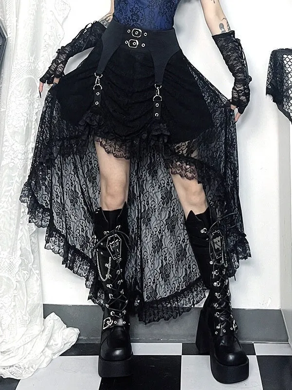 Alternative Irregular Lace Fishtail Skirt