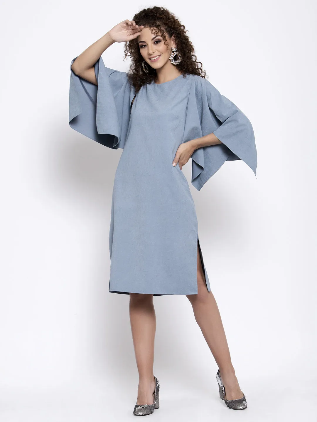 Blue Dress With Hanky Sleeve