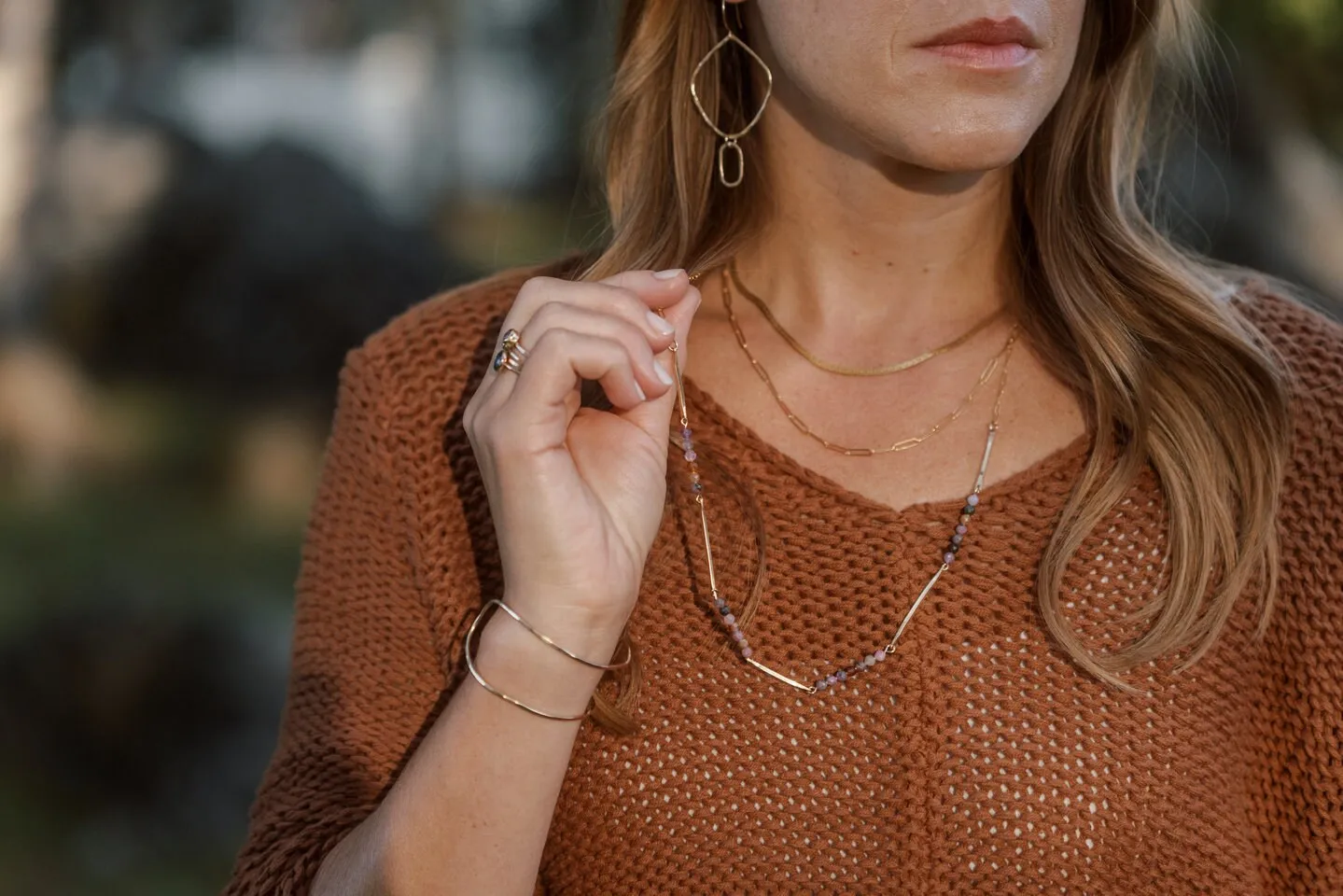 Bridgette Gemstone Bar Necklace