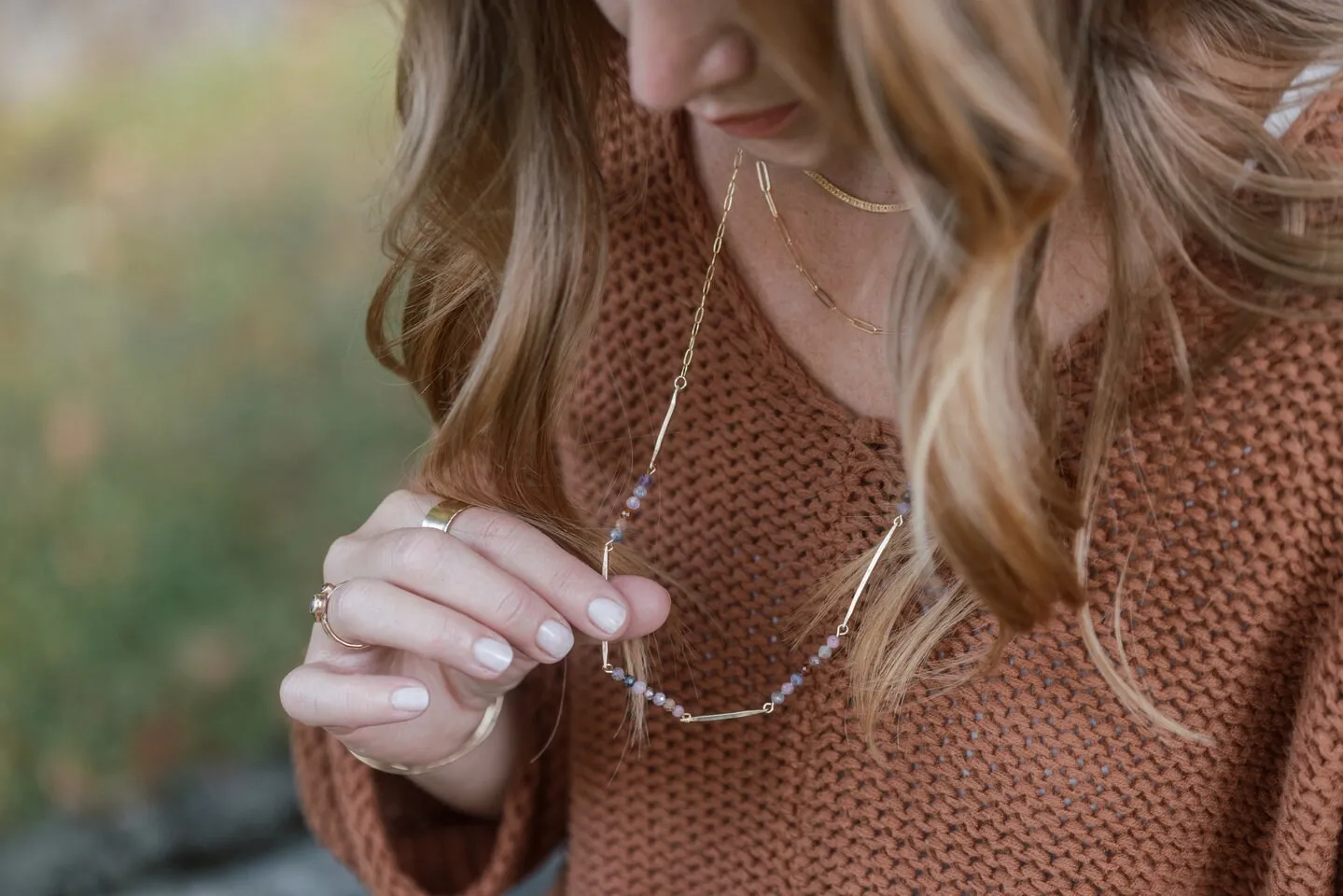 Bridgette Gemstone Bar Necklace
