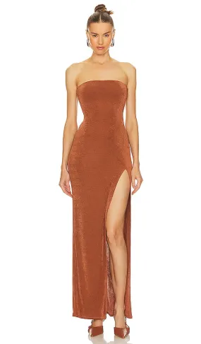 Camila Coelho Gracia Maxi Dress in Cognac