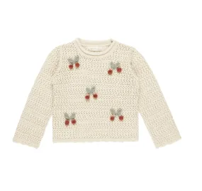Crochet Knit Pullover - Cherries