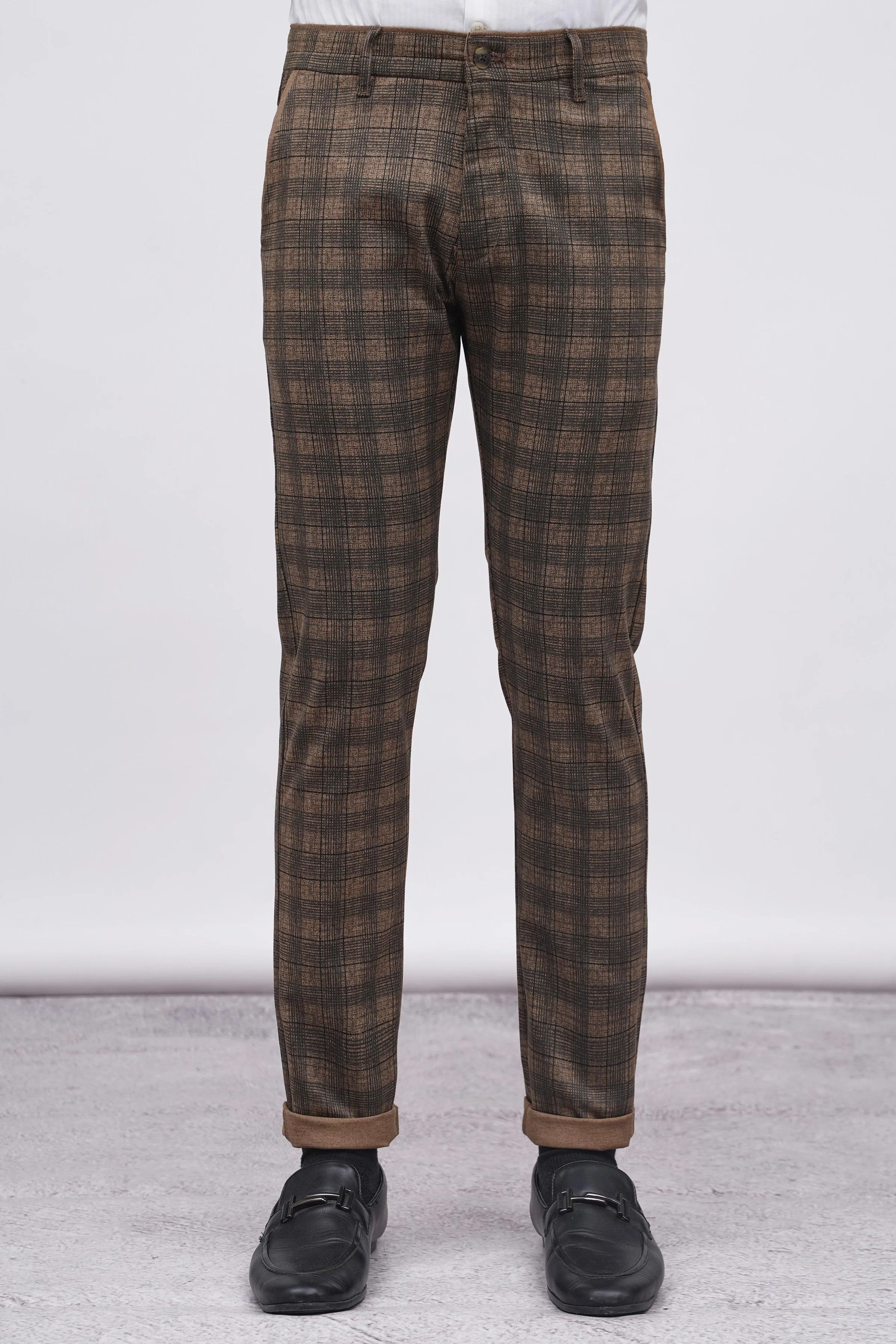 CROSS POCKET CASUAL PANT KHAKI BLACK CHECK
