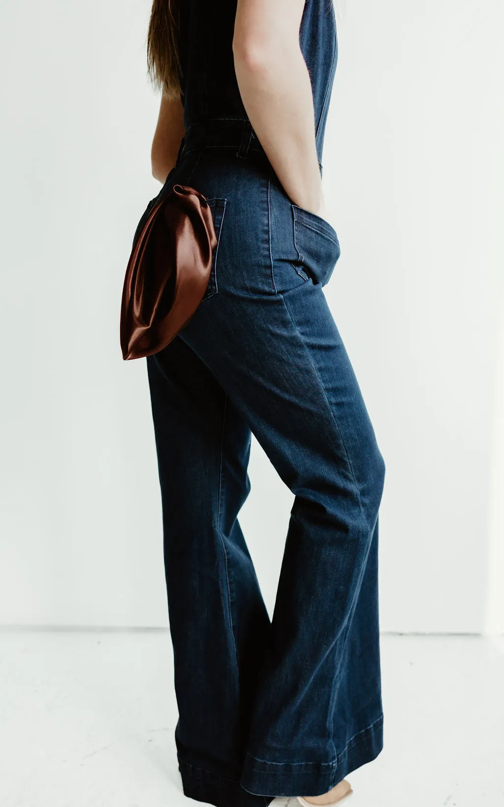 Flattering Flared Denim Jumpsuit