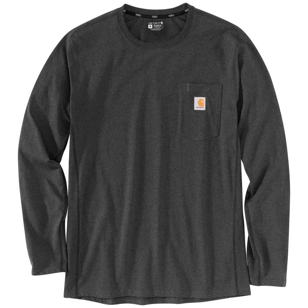 Force Relaxed Fit Midweight Long-Sleeve Pocket T-Shirt - CRH-Carbon Heather | Carhartt 106656