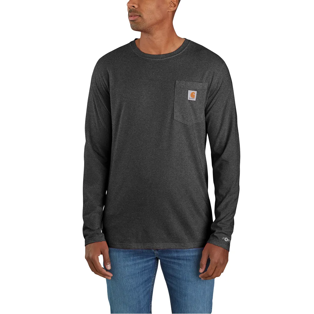 Force Relaxed Fit Midweight Long-Sleeve Pocket T-Shirt - CRH-Carbon Heather | Carhartt 106656