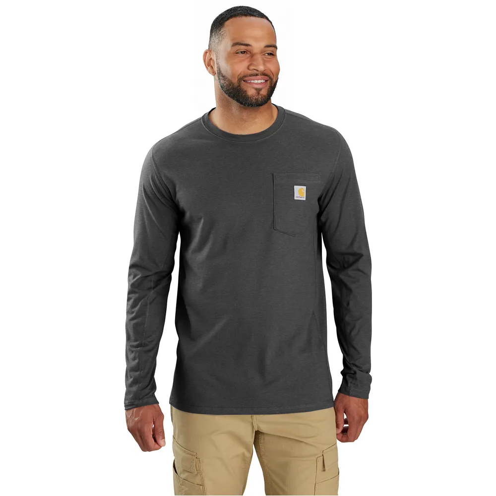 Force Relaxed Fit Midweight Long-Sleeve Pocket T-Shirt - CRH-Carbon Heather | Carhartt 106656