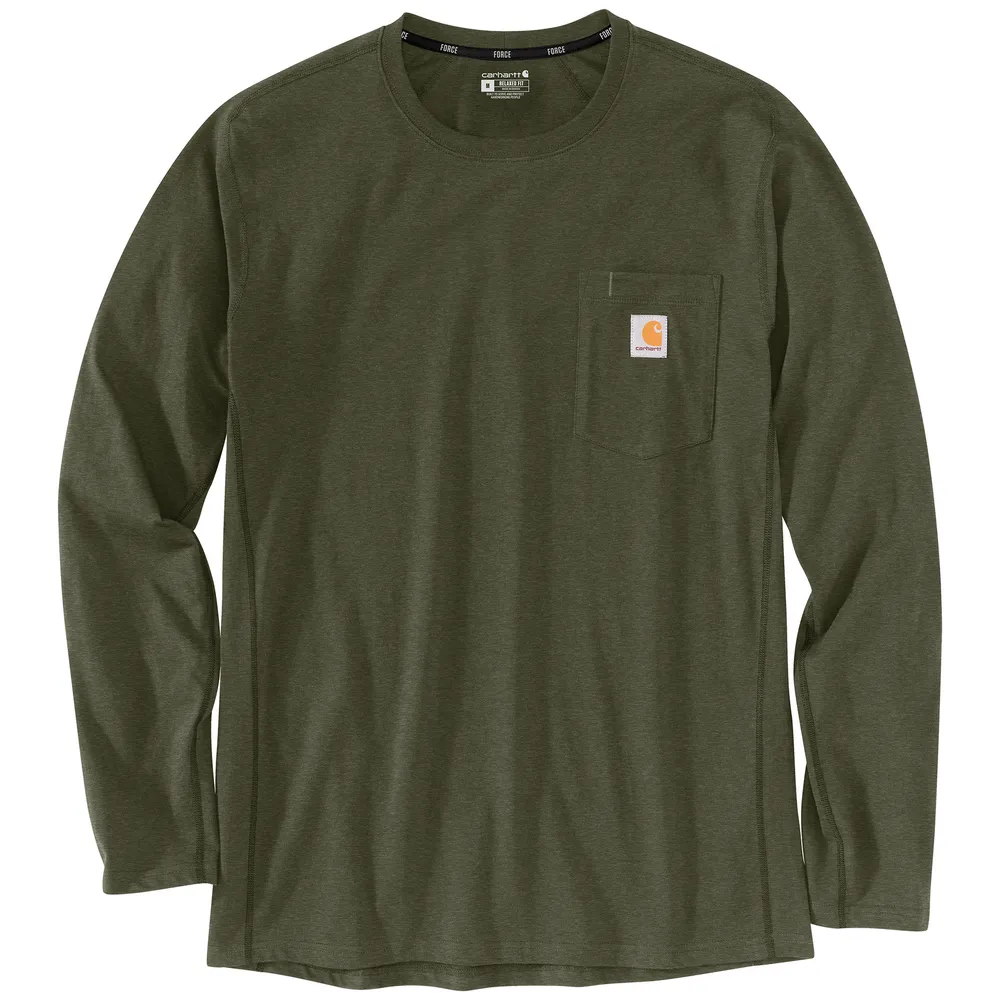 Force Relaxed Fit Midweight Long-Sleeve Pocket T-Shirt - G73-Basil Heather | Carhartt 106656