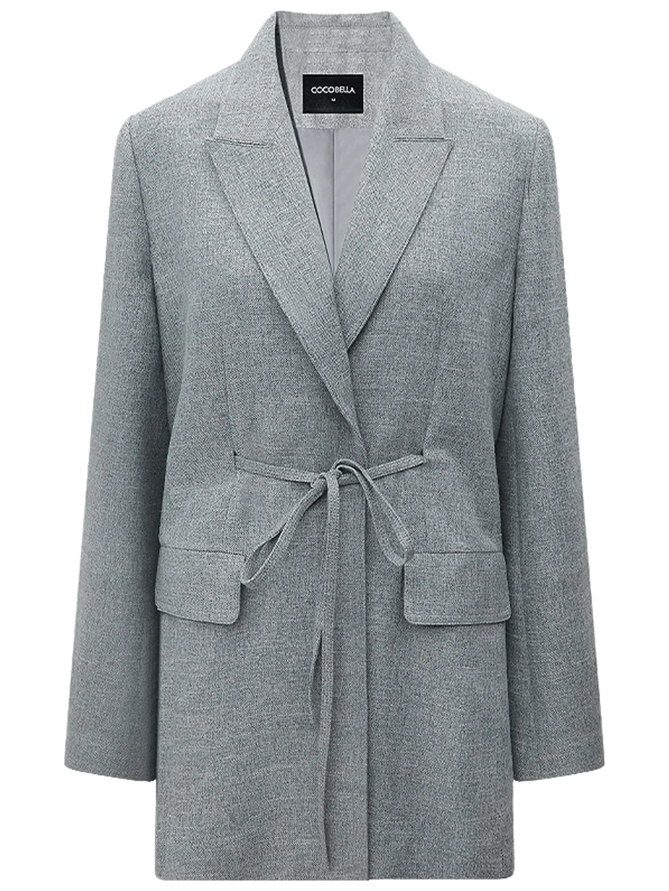 Grey Oversized Belted Blazer