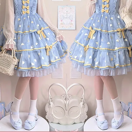 Kawaii Pink Bow High-heeled Lolita Shoes