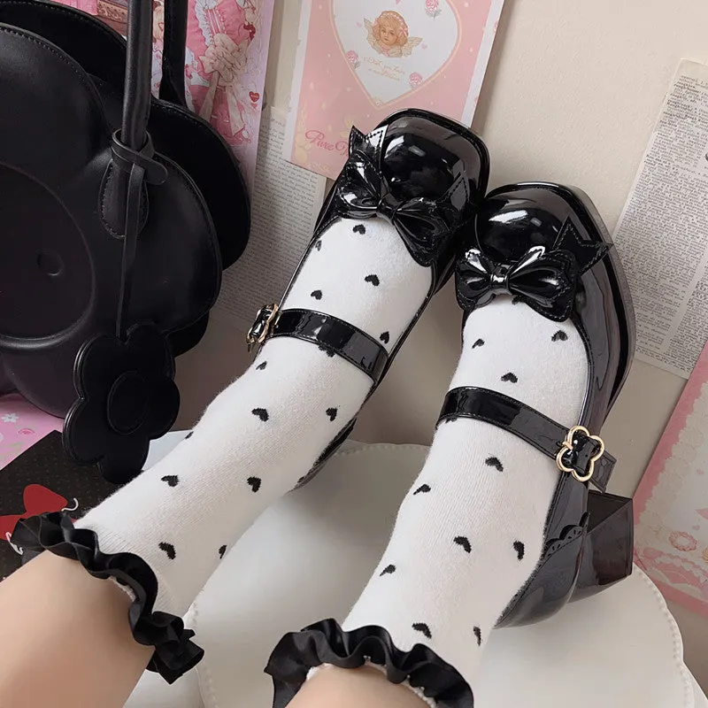 Kawaii Pink Bow High-heeled Lolita Shoes