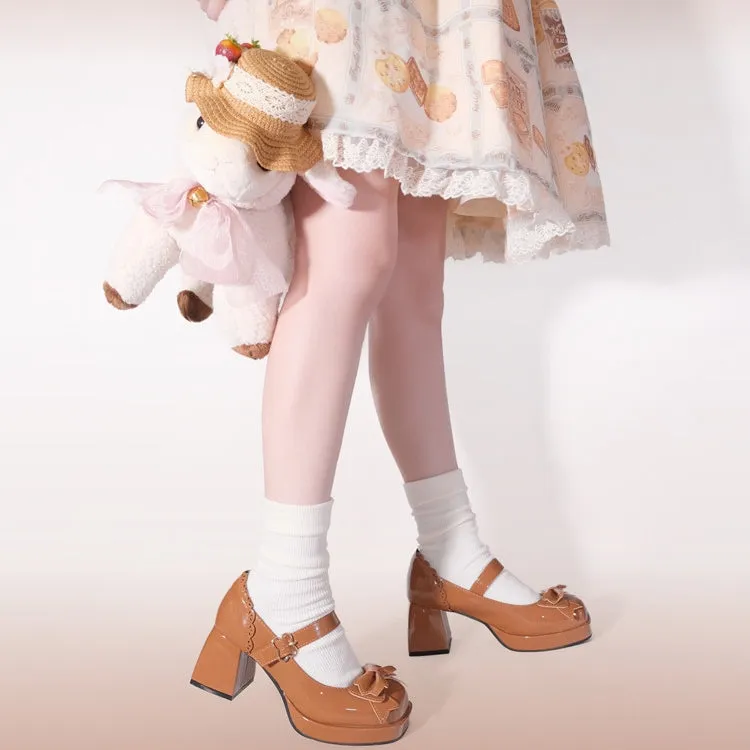 Kawaii Pink Bow High-heeled Lolita Shoes