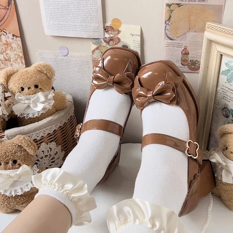 Kawaii Pink Bow High-heeled Lolita Shoes