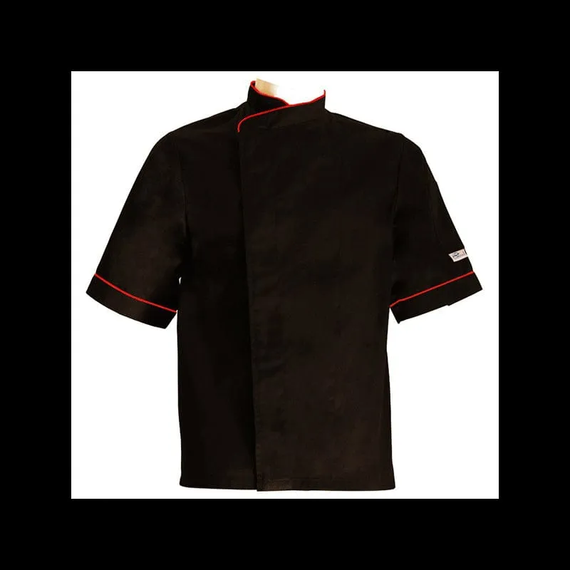Large Black Kitchen Jacket with Orange Piping - MANELLI