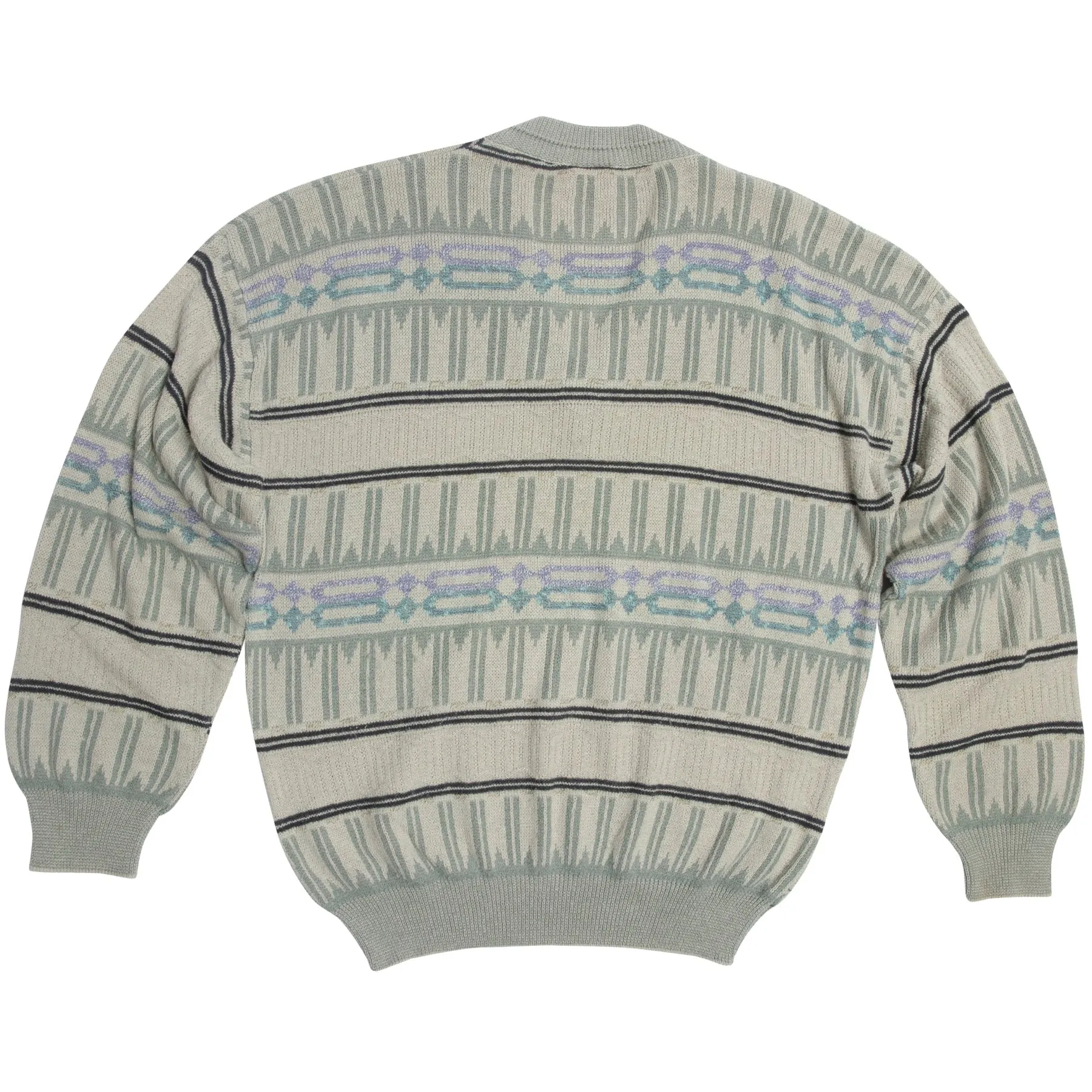 Memphis Jacquard Tuck Stitch V Neck Jumper