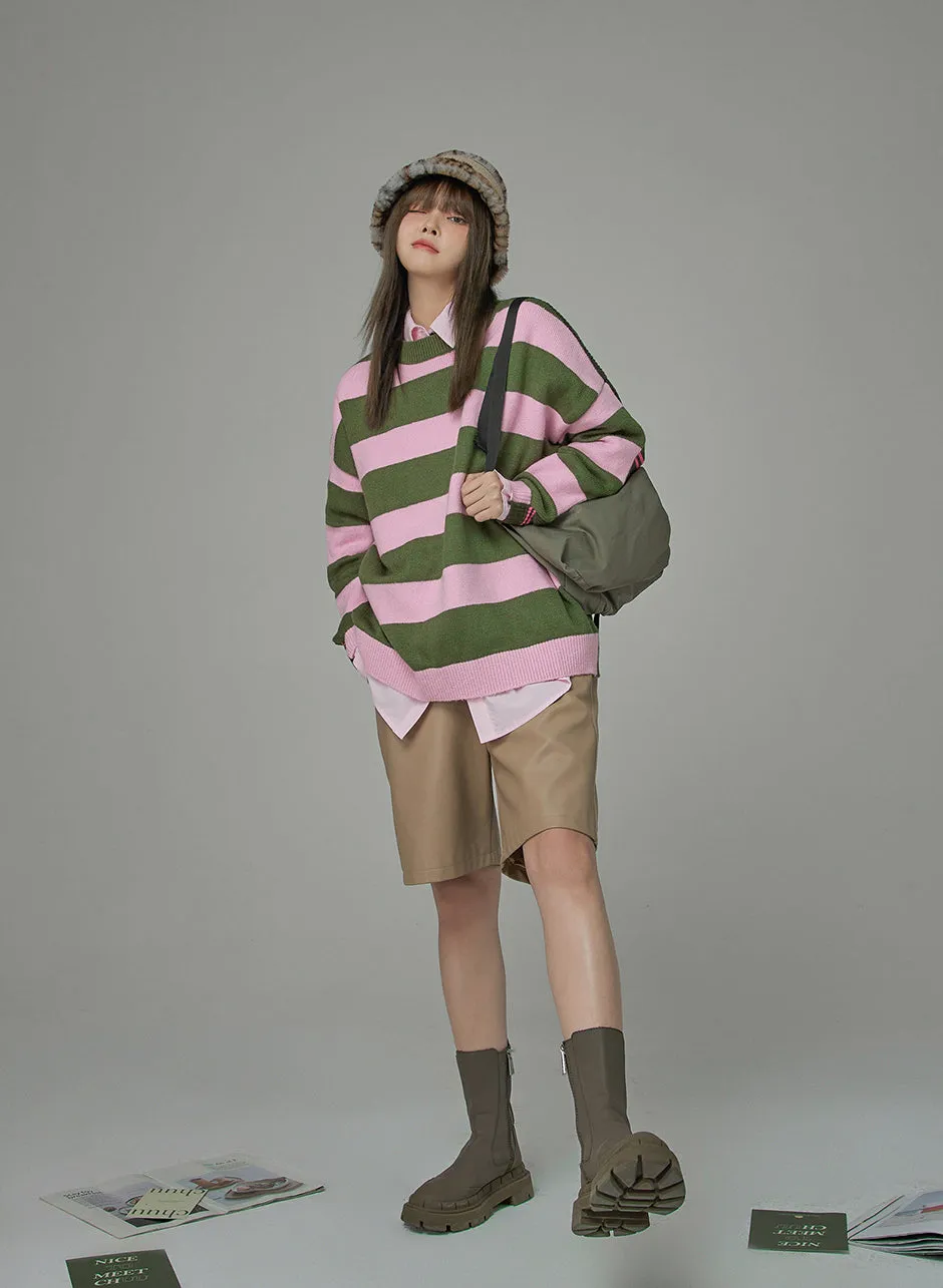 On A Speedrun Stripes Knit Sweater