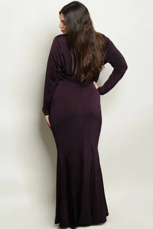 Purple Plus Size Formal Top and Skirt Set