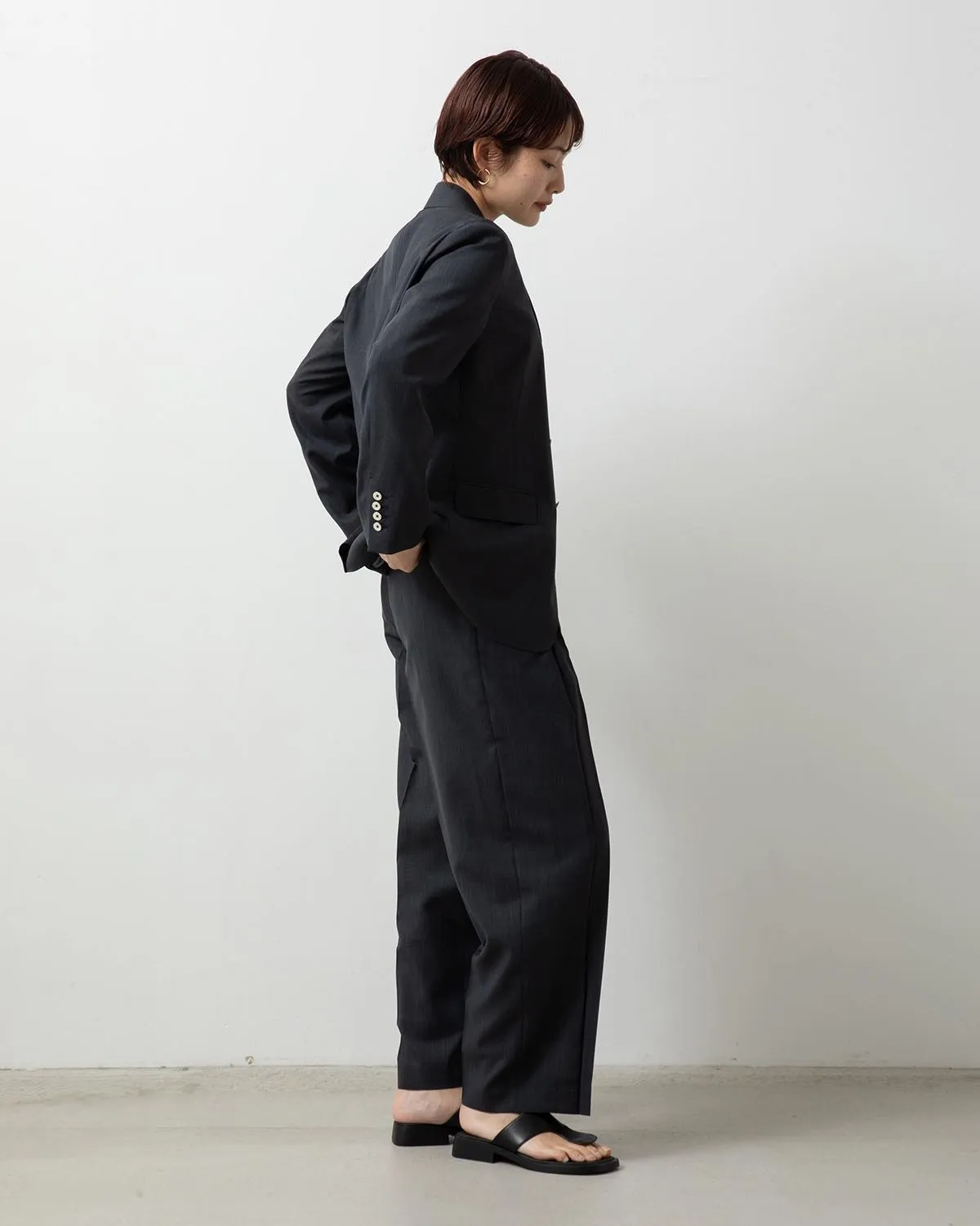 SHEER WOOL PLEATSTUCK SLACKS