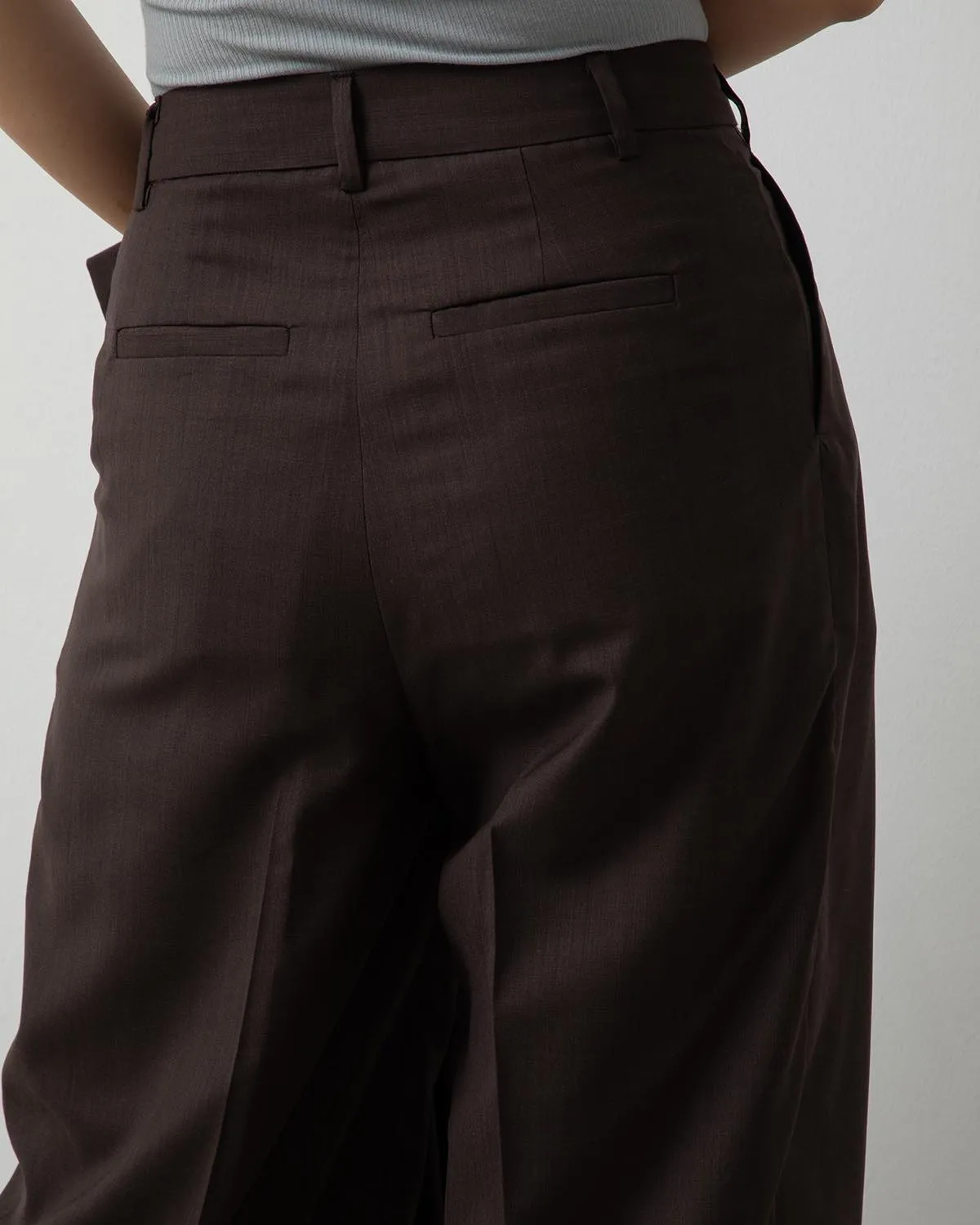 SHEER WOOL PLEATSTUCK SLACKS