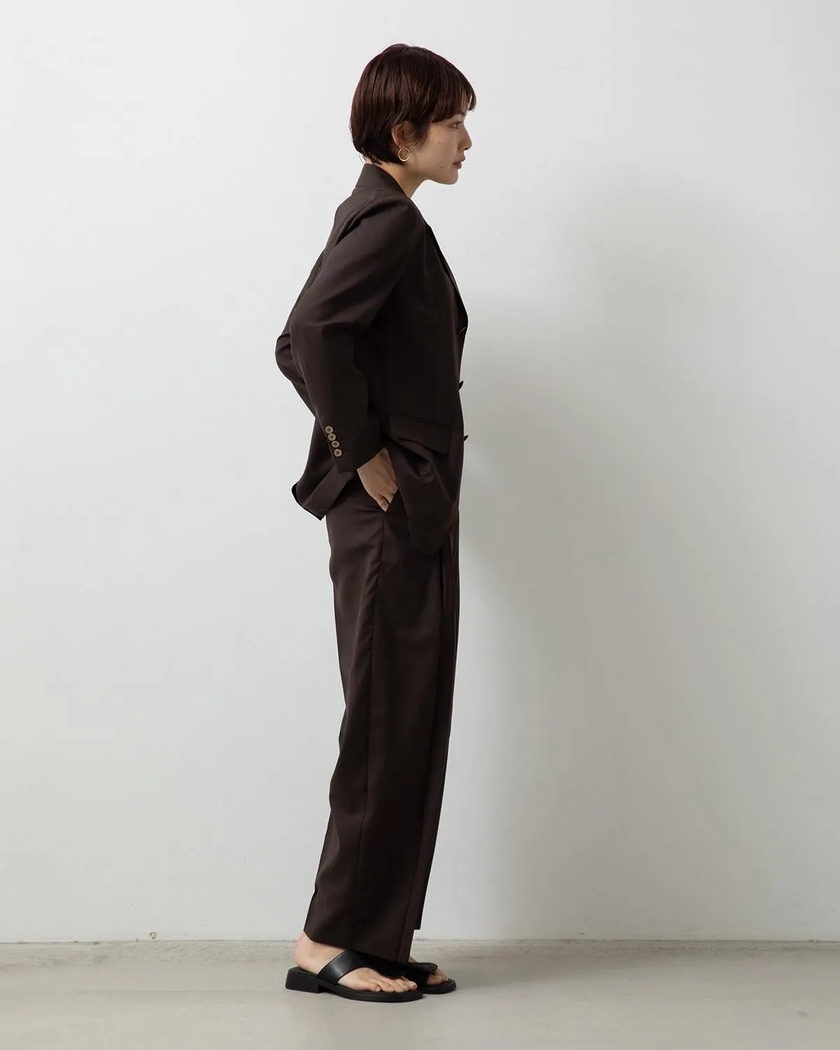 SHEER WOOL PLEATSTUCK SLACKS