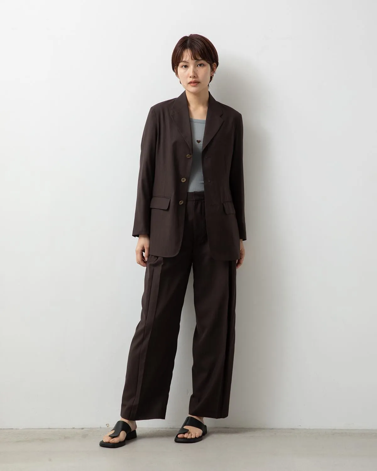 SHEER WOOL PLEATSTUCK SLACKS