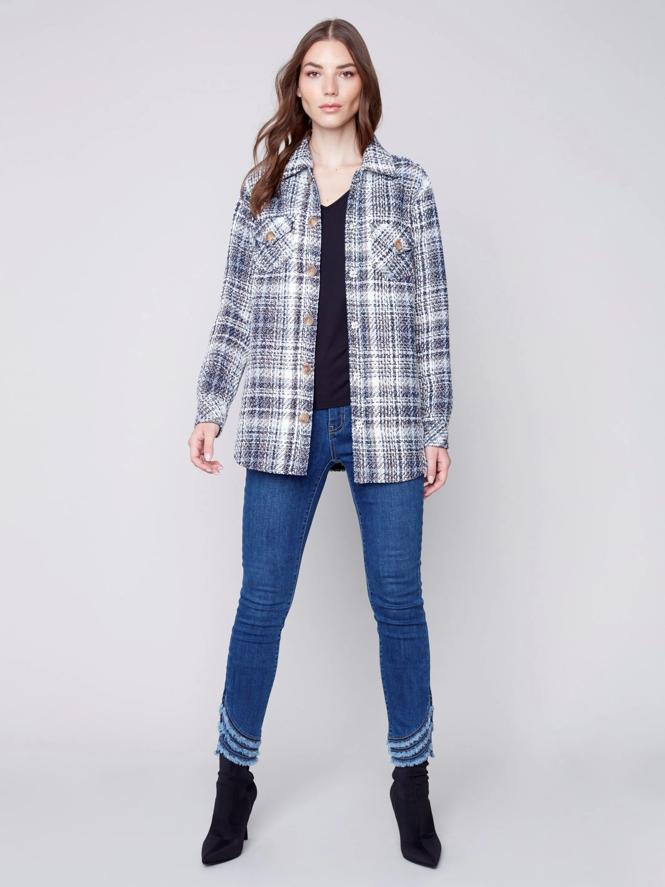 Tweed Shirt Jacket - Navy