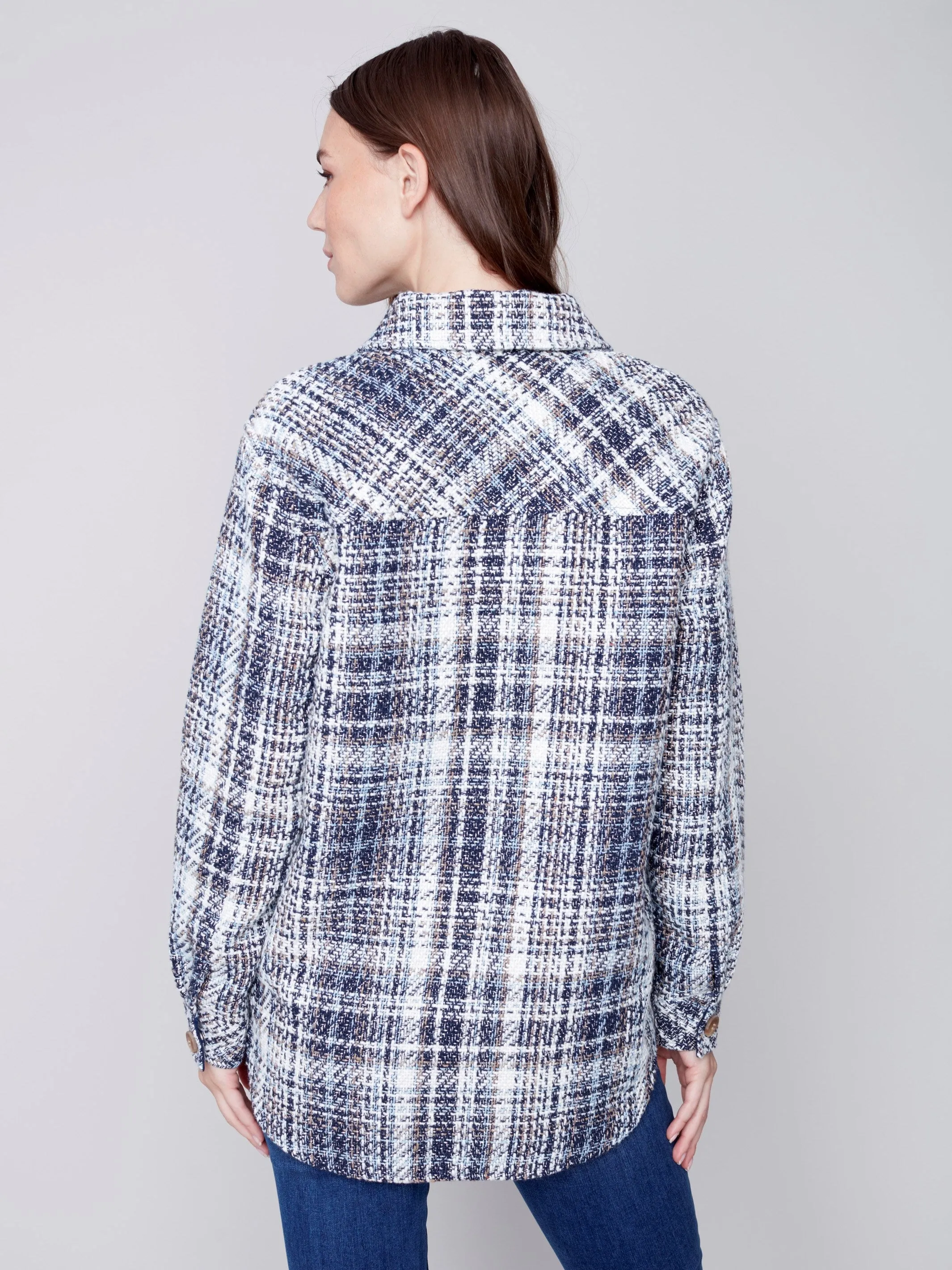 Tweed Shirt Jacket - Navy