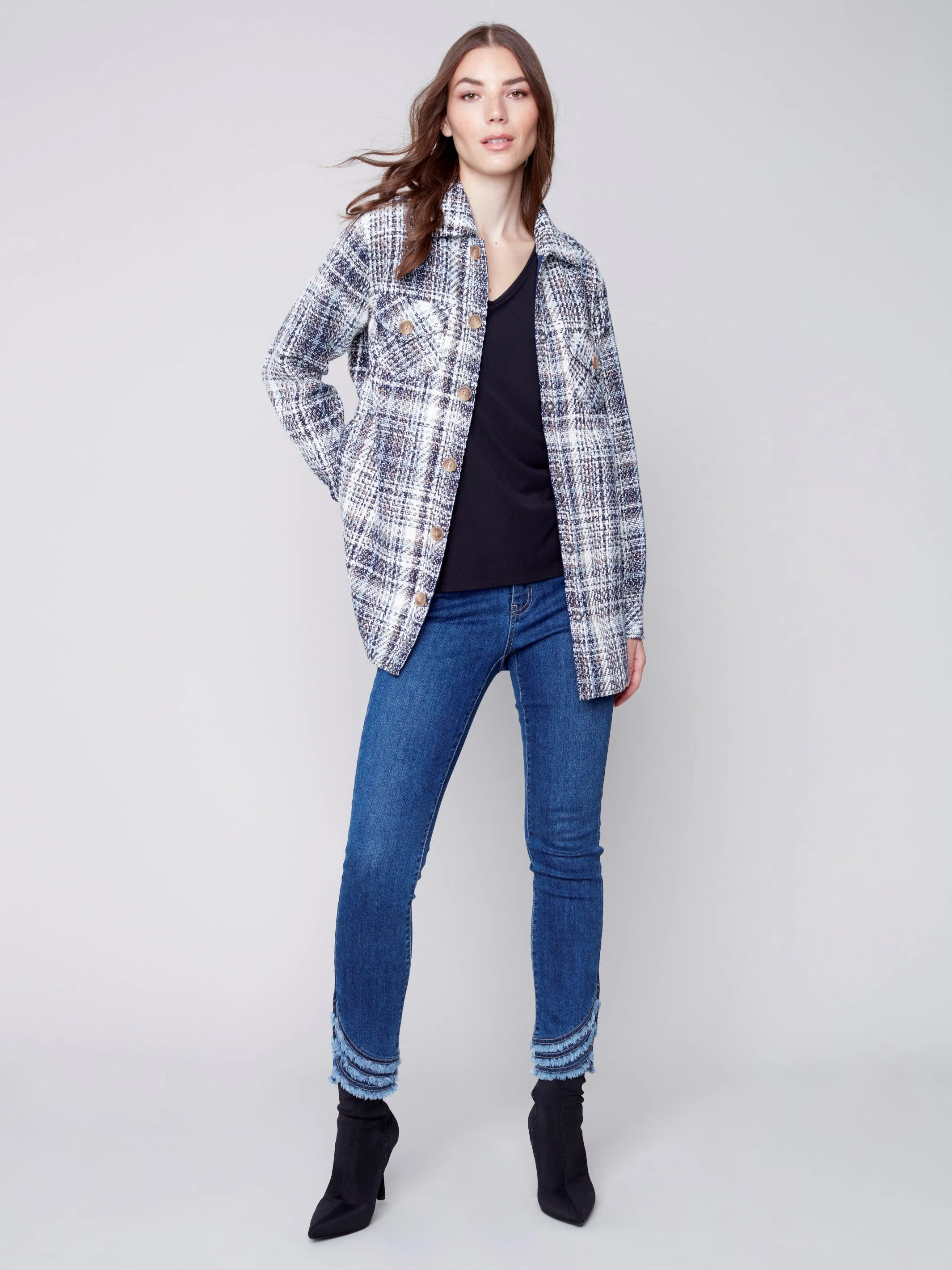 Tweed Shirt Jacket - Navy