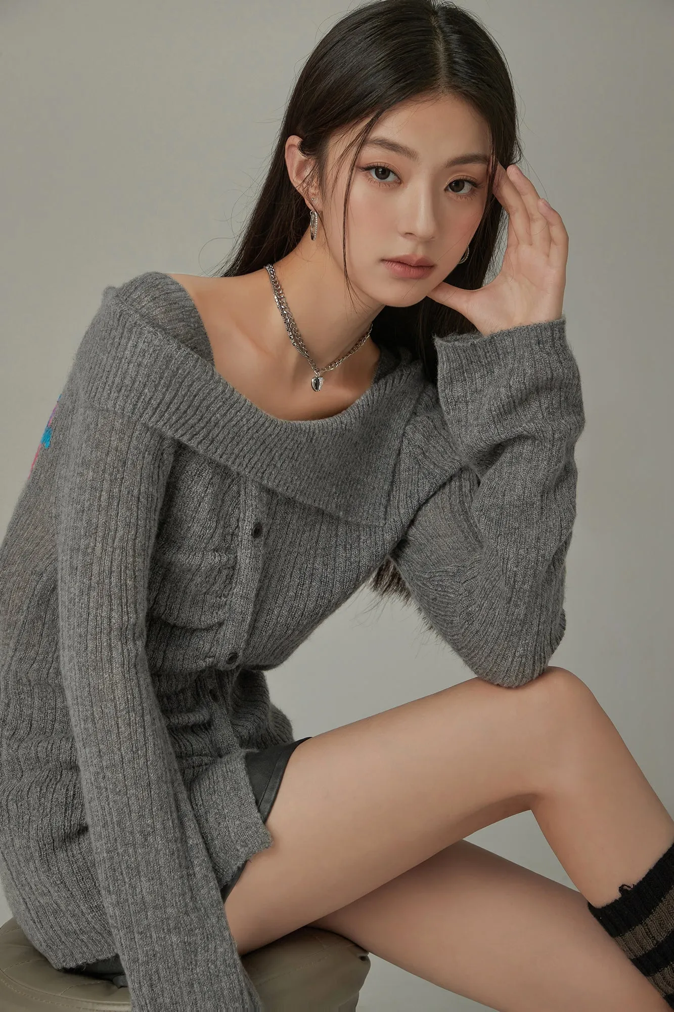 Unbalanced Off-Shoulder Knit Sweater