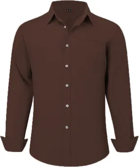 Uniform Unicorn Men's Formal Coffee Shirt - Slim Fit Long Sleeve with Pocket | Office Wear | Formal Wear | Daily Wear(Shirt_Coffee)