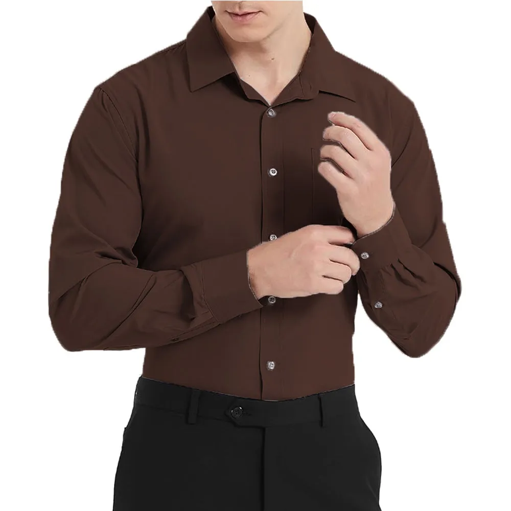Uniform Unicorn Men's Formal Coffee Shirt - Slim Fit Long Sleeve with Pocket | Office Wear | Formal Wear | Daily Wear(Shirt_Coffee)