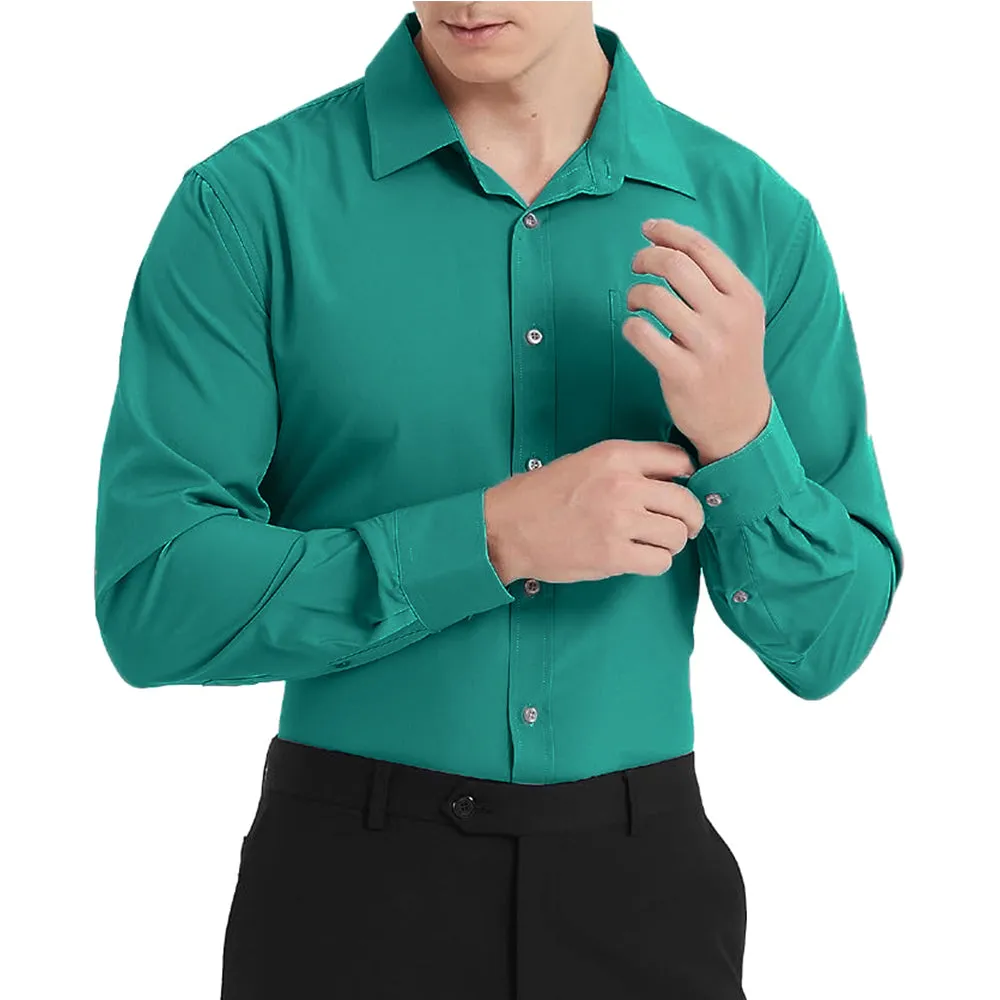 Uniform Unicorn Men's Formal Empress Teal Shirt - Slim Fit Long Sleeve with Pocket | Office Wear | Formal Wear | Daily Wear(Shirt_Empress Teal)