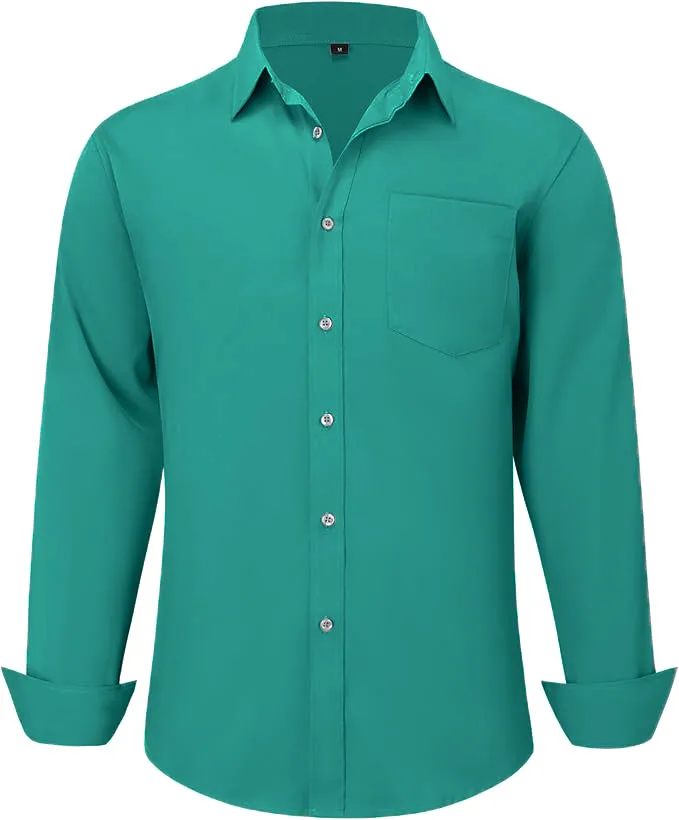 Uniform Unicorn Men's Formal Empress Teal Shirt - Slim Fit Long Sleeve with Pocket | Office Wear | Formal Wear | Daily Wear(Shirt_Empress Teal)