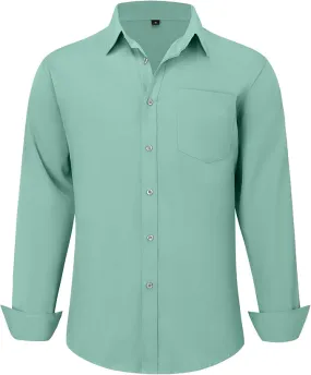 Uniform Unicorn Men's Formal Eton Blue Shirt - Slim Fit Long Sleeve with Pocket | Office Wear | Formal Wear | Daily Wear (Shirt_Eton Blue)