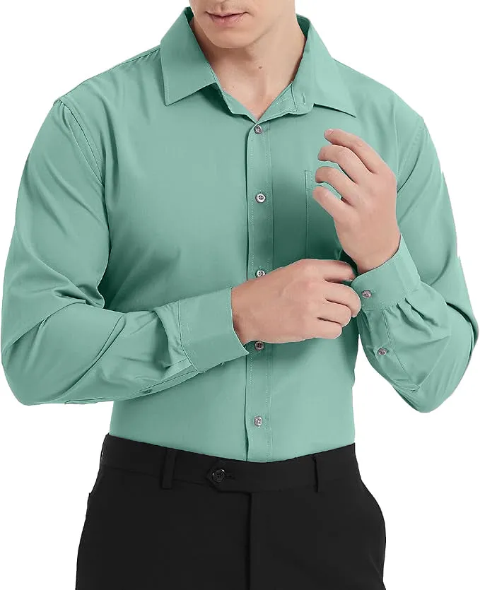 Uniform Unicorn Men's Formal Eton Blue Shirt - Slim Fit Long Sleeve with Pocket | Office Wear | Formal Wear | Daily Wear (Shirt_Eton Blue)