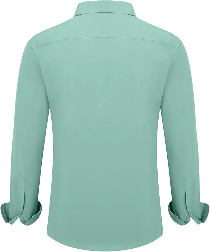 Uniform Unicorn Men's Formal Eton Blue Shirt - Slim Fit Long Sleeve with Pocket | Office Wear | Formal Wear | Daily Wear (Shirt_Eton Blue)
