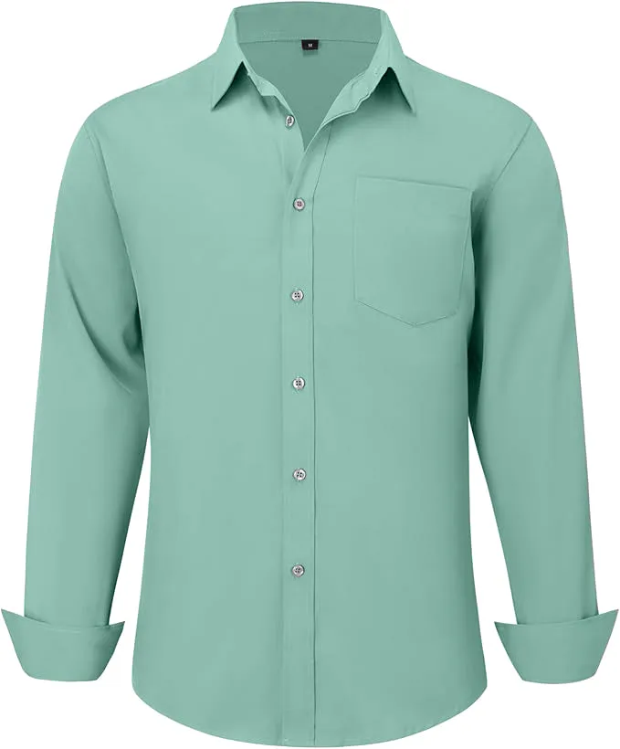 Uniform Unicorn Men's Formal Eton Blue Shirt - Slim Fit Long Sleeve with Pocket | Office Wear | Formal Wear | Daily Wear (Shirt_Eton Blue)
